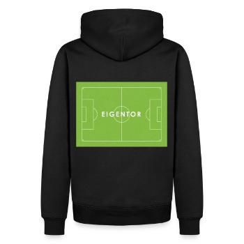 EIGENTOR Fußball Statement - Männer Premium Bio Hoodie - Schwarz - Hinten - Nico (187cm)