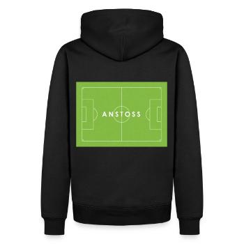 ANSTOSS Fußball Statement - Männer Premium Bio Hoodie - Schwarz - Hinten - Nico (187cm)
