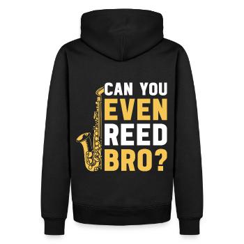 Chemise de saxophone amusante - Pouvez-vous même Reed Bro ? - Sweat à capuche Premium bio Homme - noir - Dos - Nico (187cm)
