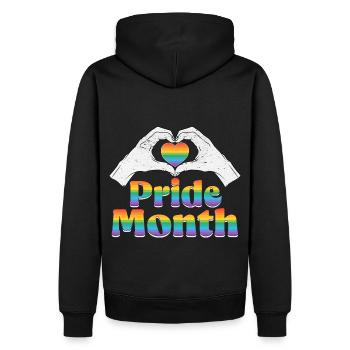 Mois de la fierté | Arc en ciel amour liberté coeur - Sweat à capuche Premium bio Homme - noir - Dos - Nico (187cm)