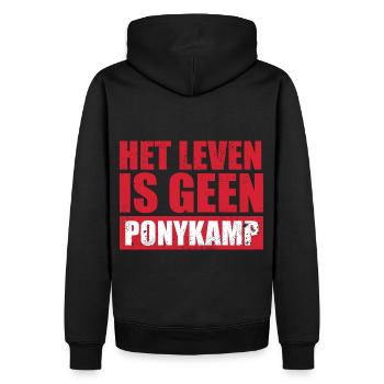 Het leven is geen Ponykamp – lustiger Spruch - Männer Premium Bio Hoodie - Schwarz - Hinten - Nico (187cm)