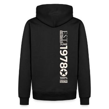 45th Birthday Man Original June Vintage 1978 - Men’s Premium Organic Hoodie - black - Back - Nico (187cm)