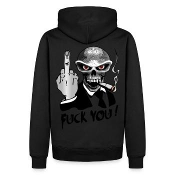 fuck_you_skull - Sweat à capuche Premium bio Homme - noir - Dos - Nico (187cm)