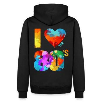 I Love The 80's - Männer Premium Bio Hoodie - Schwarz - Hinten - Nico (187cm)