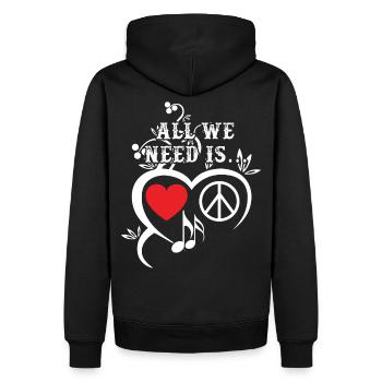 All We Need Is Peace Love Music - Männer Premium Bio Hoodie - Schwarz - Hinten - Nico (187cm)