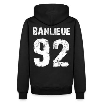 banlieue 92 - Men’s Premium Organic Hoodie - black - Back - Nico (187cm)