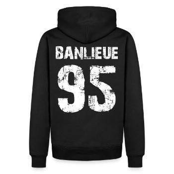 banlieue 95 - Sweat à capuche Premium bio Homme - noir - Dos - Nico (187cm)