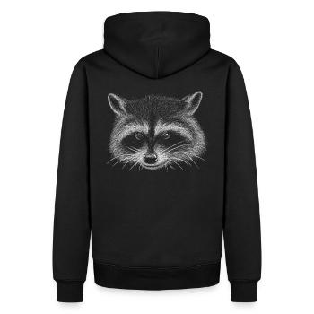 Süßer frecher Waschbär Dieb Illustration Geschenk - Männer Premium Bio Hoodie - Schwarz - Hinten - Nico (187cm)