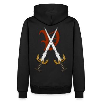 Gekreuzte Schwerter - Männer Premium Bio Hoodie - Schwarz - Hinten - Nico (187cm)