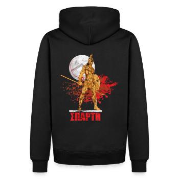 Sparta Warrior Lambda Shield - Men’s Premium Organic Hoodie - black - Back - Nico (187cm)