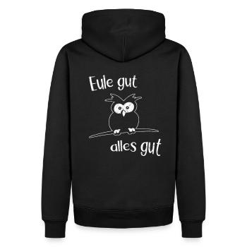 Eule Gut Alles Gut Positiv Denken Eulen Geschenk - Männer Premium Bio Hoodie - Schwarz - Hinten - Nico (187cm)