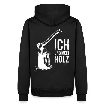 Mon bois et moi | Beil cools cadeau de bois de chauffage - Sweat à capuche Premium bio Homme - noir - Dos - Nico (187cm)