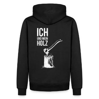 Ich und Mein Holz - Holzfäller Spaltaxt Geschenk - Männer Premium Bio Hoodie - Schwarz - Hinten - Nico (187cm)