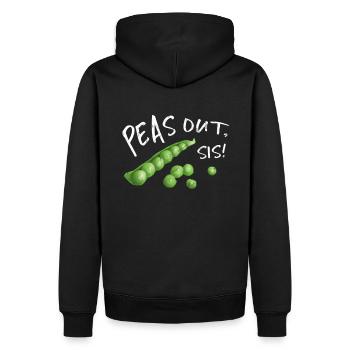 Peas Out Schwester lustige Erbse veganes Geschenk - Männer Premium Bio Hoodie - Schwarz - Hinten - Nico (187cm)