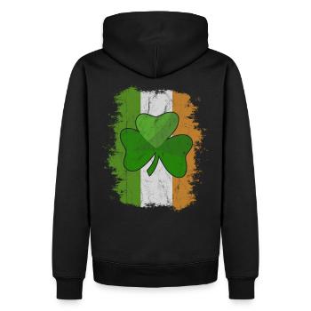 Grungy Irland Flagge mit Kleeblatt St Paddys Style - Männer Premium Bio Hoodie - Schwarz - Hinten - Nico (187cm)
