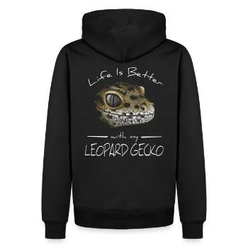 Mieux vivre avec mon cadeau gecko léopard - Sweat à capuche Premium bio Homme - noir - Dos - Nico (187cm)