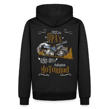 Real grandpa ride a motorcycle - Men’s Premium Organic Hoodie - black - Back - Nico (187cm)