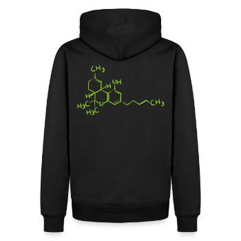 Cadeau de formule de cannabis de molécule de cannabis et de chanvre - Sweat à capuche Premium bio Homme - noir - Dos - Nico (187cm)