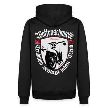 Ostmoped KR51 Schmiede Suhl DDR VEB IFA #moped - Männer Premium Bio Hoodie - Schwarz - Hinten - Nico (187cm)