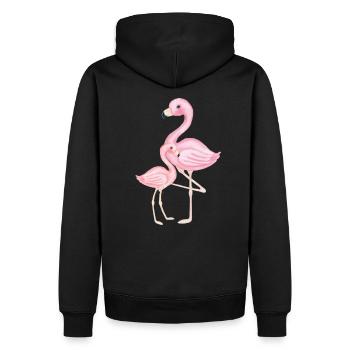 Flamant rose mère et enfant - Sweat à capuche Premium bio Homme - noir - Dos - Nico (187cm)