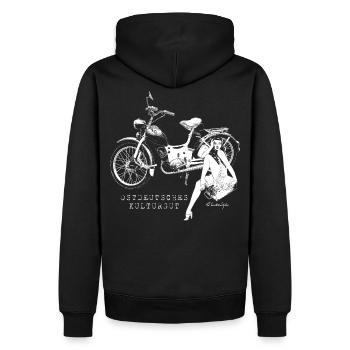 Simson SR2 Suhl Kultmoped DDR - Männer Premium Bio Hoodie - Schwarz - Hinten - Nico (187cm)