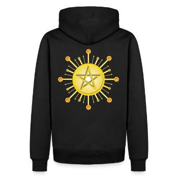 Pentagramm / goldenes Pentagramm - Männer Premium Bio Hoodie - Schwarz - Hinten - Nico (187cm)
