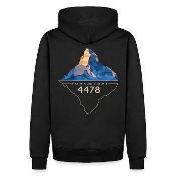 Zermatt Matterhorn Gipfel 4478 m Low Poly Berg - Männer Premium Bio Hoodie - Schwarz - Hinten - Nico (187cm)