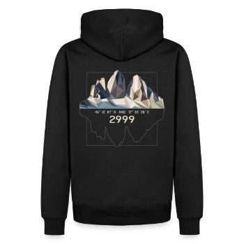 Dolomiten Sexten drei Zinnen tre cime di lavaredo - Männer Premium Bio Hoodie - Schwarz - Hinten - Nico (187cm)
