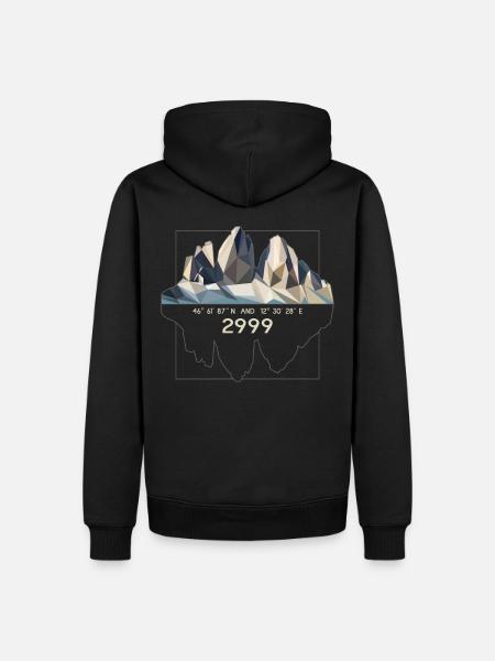 Dolomiten Sexten drei Zinnen tre cime di lavaredo - Männer Premium Bio Hoodie - Schwarz
