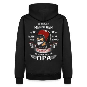 Die wichtigsten Menschen nennen mich OPA - Biker - Männer Premium Bio Hoodie - Schwarz - Hinten - Nico (187cm)