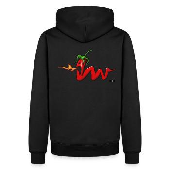Chili Pepperoni scharf hot Comic Cartoon Gaming - Männer Premium Bio Hoodie - Schwarz - Hinten - Nico (187cm)