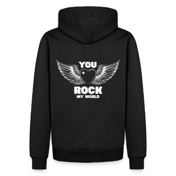 You rock my world rocker biker babe Eternal love - Men’s Premium Organic Hoodie - black - Back - Nico (187cm)