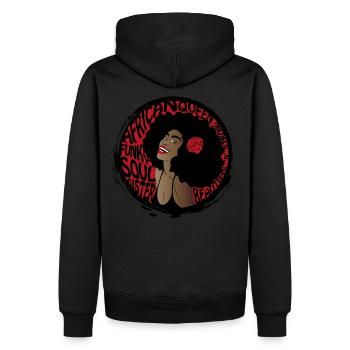 Old School Funk African Queen Afro Natural Hair - Männer Premium Bio Hoodie - Schwarz - Hinten - Nico (187cm)