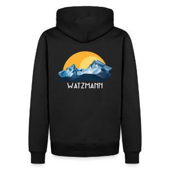 Bayern Watzmann Berchtesgaden Wandern Retro Berg - Männer Premium Bio Hoodie - Schwarz - Hinten - Nico (187cm)