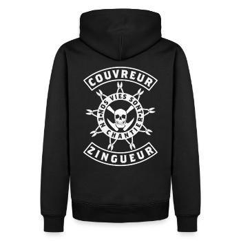 ZINGUEUR couvreur nos vies sont en chantier tshirt - Sweat à capuche Premium bio Homme - noir - Dos - Nico (187cm)