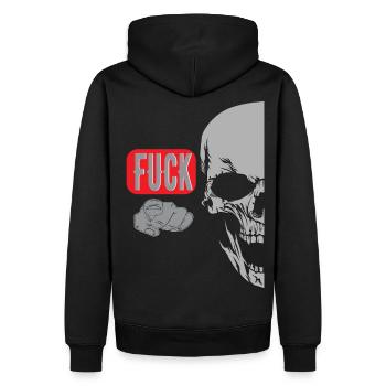 Index Doigt Disant Crâne - Sweat à capuche Premium bio Homme - noir - Dos - Nico (187cm)
