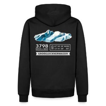Großglockner 3798m Low Poly Berg Gipfel Österreich - Männer Premium Bio Hoodie - Schwarz - Hinten - Nico (187cm)