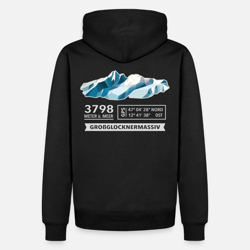 Grossglockner 3798m sommet de montagne low poly Autriche - Sweat à capuche Premium bio Homme - noir