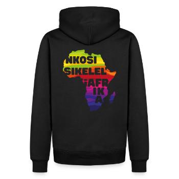 Nkosi Sikelel' i Afrika God Bless Africa Karte Map - Männer Premium Bio Hoodie - Schwarz - Hinten - Nico (187cm)