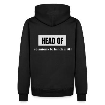 Head of réunions le lundi à 9 heures - Sweat à capuche Premium bio Homme - noir - Dos - Nico (187cm)