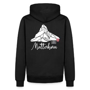 Matterhorn Zermatt Schweizer Berg Retro Low Poly - Men’s Premium Organic Hoodie - black - Back - Nico (187cm)