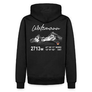 Watzmann Bayern Berchtesgaden Low Poly Montagne - Sweat à capuche Premium bio Homme - noir - Dos - Nico (187cm)