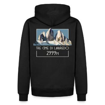 Drei Zinnen Tre Cime Dolomiten E5 Südtirol Retro - Männer Premium Bio Hoodie - Schwarz - Hinten - Nico (187cm)