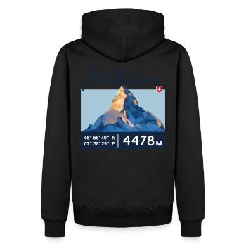 Matterhorn Zermatt Schweizer Berg Retro Low Poly - Men’s Premium Organic Hoodie - black - Back - Nico (187cm)