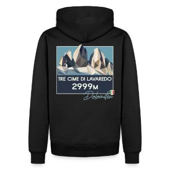 Drei Zinnen Tre Cime Dolomiten E5 Südtirol Retro - Männer Premium Bio Hoodie - Schwarz - Hinten - Nico (187cm)