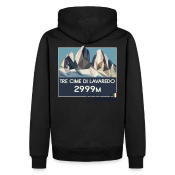 Drei Zinnen Dolomiten E5 Südtirol Retro Low Poly - Männer Premium Bio Hoodie - Schwarz - Hinten - Nico (187cm)