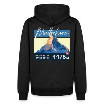 Matterhorn Zermatt Schweizer Berg Retro Low Poly - Men’s Premium Organic Hoodie - black - Back - Nico (187cm)