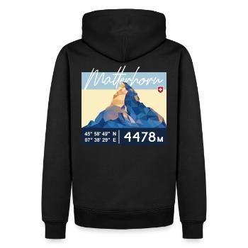 Matterhorn Zermatt Schweizer Berg Retro Low Poly - Men’s Premium Organic Hoodie - black - Back - Nico (187cm)