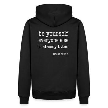 Oscar wilde quote be yourself writer author - Men’s Premium Organic Hoodie - black - Back - Nico (187cm)