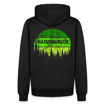Naturbursch grün - Männer Premium Bio Hoodie - Schwarz - Hinten - Nico (187cm)